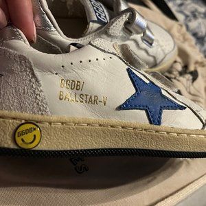 NEW 100% Auth Golden Goose Kids Shoes Size 26 Silver / Metallic Blue and White!